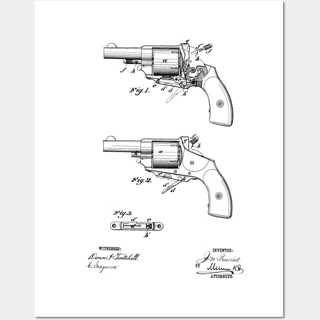 Fire Arm Vintage Patent Hand Drawing Wall Art by TheYoungDesigns